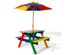 Load image into Gallery viewer, Kids Wooden Picnic Table Set with Umbrella
